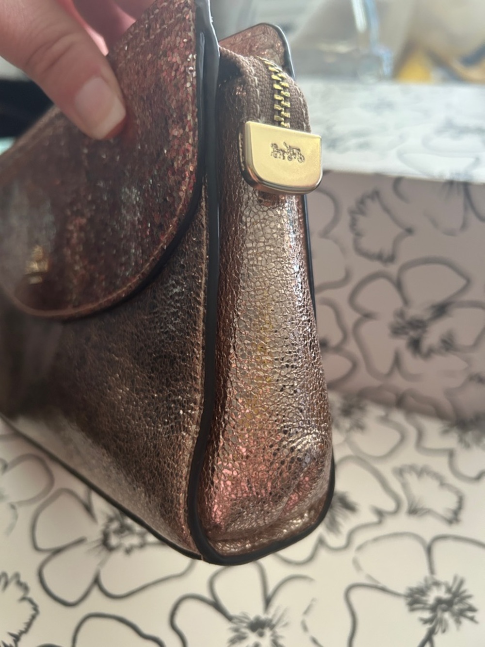 Coach Flap Clutch in Rose Gold Crinkle
Metallic Glitter wristlet/clutch - Picture 4 of 13